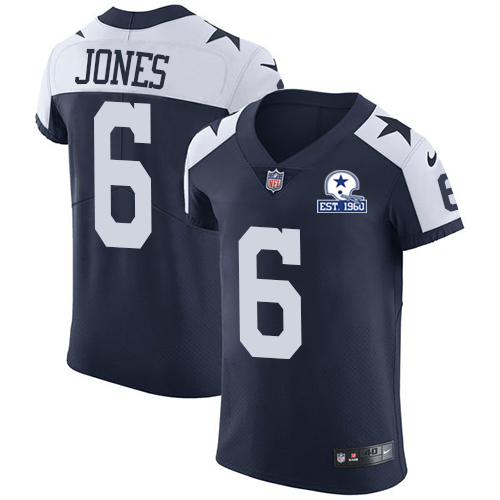 Nike Cowboys #6 Chris Jones Navy Blue Thanksgiving Men's Stitched With Established In 1960 Patch NFL Vapor Untouchable Throwback Elite Jersey