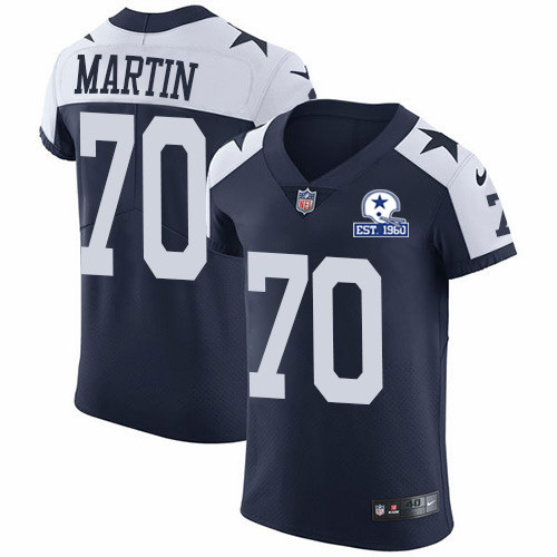 Nike Cowboys #70 Zack Martin Navy Blue Thanksgiving Men's Stitched With Established In 1960 Patch NFL Vapor Untouchable Throwback Elite Jersey - 副本