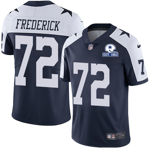 Nike Cowboys #72 Travis Frederick Navy Blue Thanksgiving Men's Stitched With Established In 1960 Patch NFL Vapor Untouchable Limited Throwback Jersey