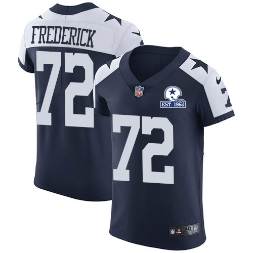 Nike Cowboys #72 Travis Frederick Navy Blue Thanksgiving Men's Stitched With Established In 1960 Patch NFL Vapor Untouchable Throwback Elite Jersey - 副本
