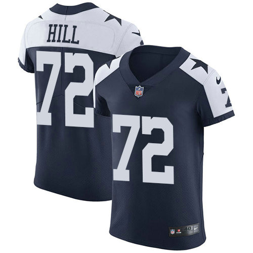 Nike Cowboys #72 Trysten Hill Navy Blue Thanksgiving Men's Stitched NFL Vapor Untouchable Throwback Elite Jersey