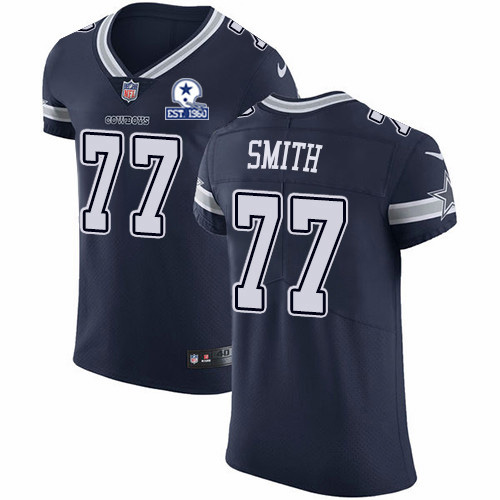 Nike Cowboys #77 Tyron Smith Navy Blue Team Color Men's Stitched With Established In 1960 Patch NFL Vapor Untouchable Elite Jersey - 副本