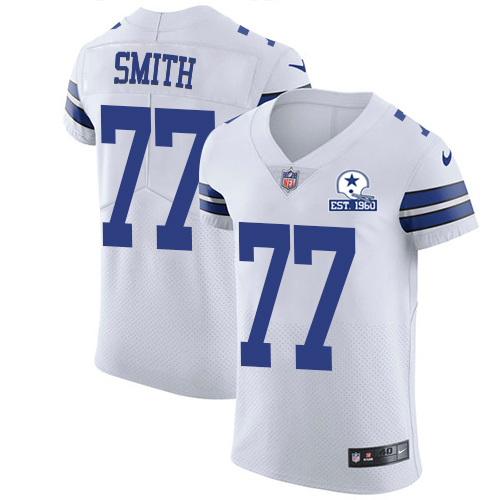 Nike Cowboys #77 Tyron Smith White Men's Stitched With Established In 1960 Patch NFL New Elite Jersey - 副本