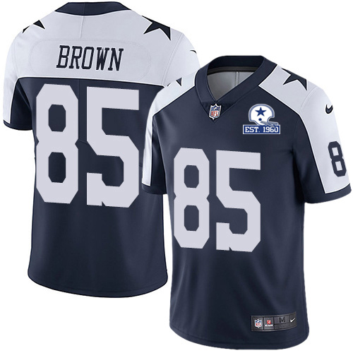 Nike Cowboys #85 Noah Brown Navy Blue Thanksgiving Men's Stitched With Established In 1960 Patch NFL Vapor Untouchable Limited Throwback Jersey