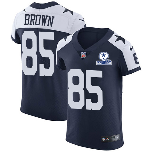 Nike Cowboys #85 Noah Brown Navy Blue Thanksgiving Men's Stitched With Established In 1960 Patch NFL Vapor Untouchable Throwback Elite Jersey - 副本