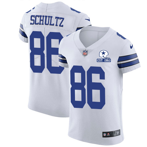 Nike Cowboys #86 Dalton Schultz White Men's Stitched With Established In 1960 Patch NFL New Elite Jersey - 副本