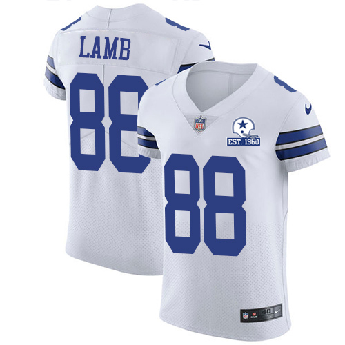 Nike Cowboys #88 CeeDee Lamb White Men's Stitched With Established In 1960 Patch NFL New Elite Jersey - 副本