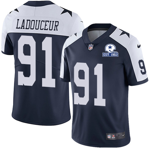 Nike Cowboys #91 L.P. Ladouceur Navy Blue Thanksgiving Men's Stitched With Established In 1960 Patch NFL Vapor Untouchable Limited Throwback Jersey