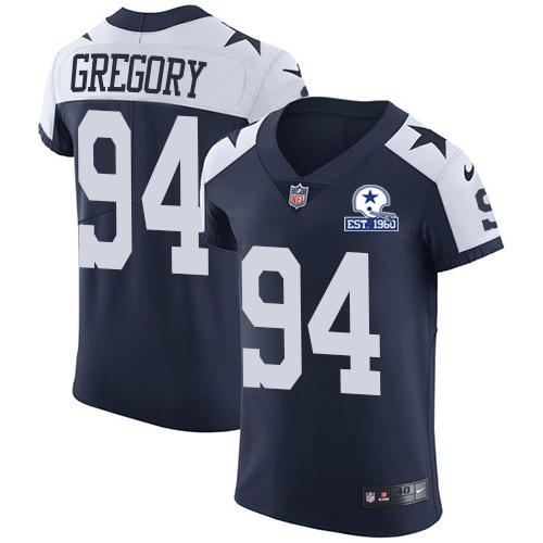 Nike Cowboys #94 Randy Gregory Navy Blue Thanksgiving Men's Stitched With Established In 1960 Patch NFL Vapor Untouchable Throwback Elite Jersey