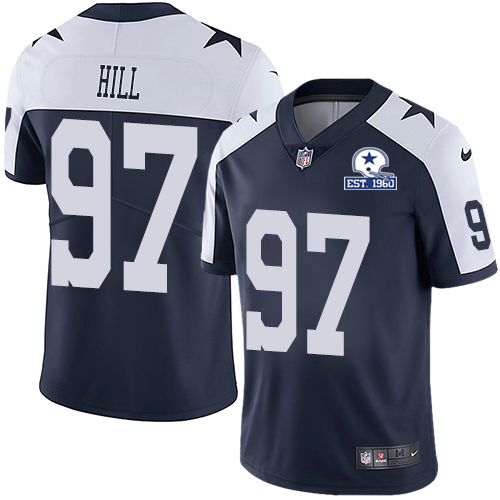 Nike Cowboys #97 Trysten Hill Navy Blue Thanksgiving Men's Stitched With Established In 1960 Patch NFL Vapor Untouchable Limited Throwback Jersey