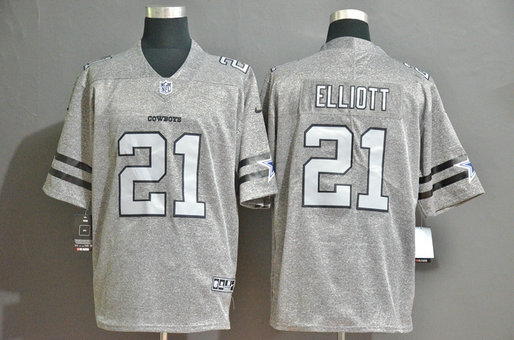 Nike Cowboys 21 Ezekiel Elliott 2019 Gray Gridiron Gray Vapor Untouchable Limited Jersey