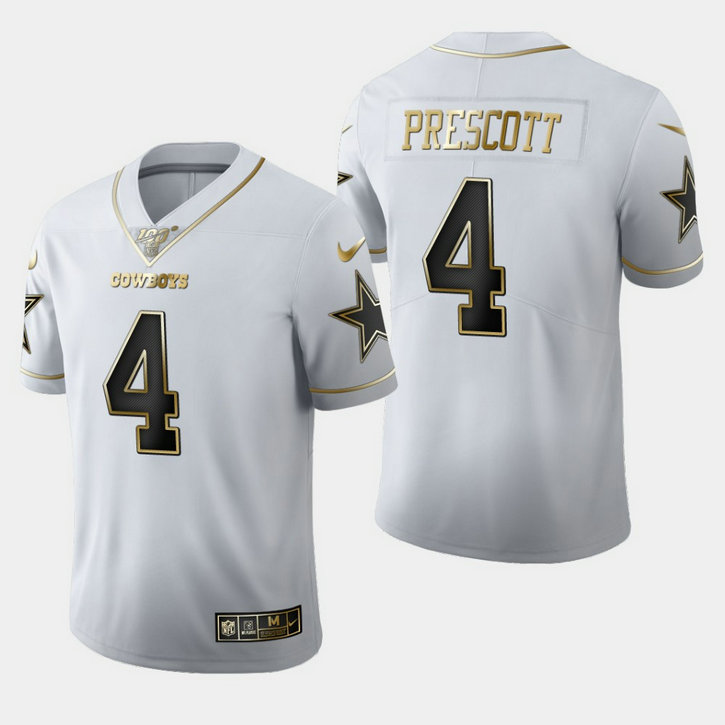 Nike Cowboys 4 Dak Prescott White 100th Season Vapor Untouchable Limited Jersey