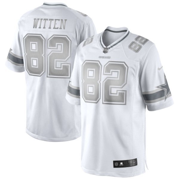 Nike Dallas Cowboys #82 Jason Witten Platinum White game jerseys