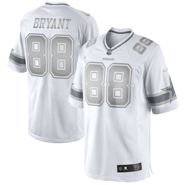 Nike Dallas Cowboys #88 Dez Bryant Platinum White game jerseys