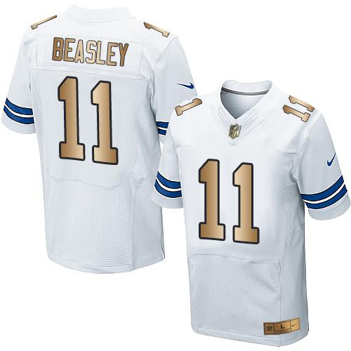 Nike Dallas Cowboys 11 Cole Beasley White NFL Elite Gold Jersey