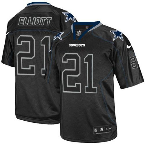 Nike Dallas Cowboys 21 Ezekiel Elliott Lights Out Black NFL Elite Jersey