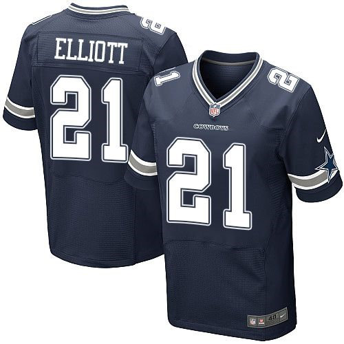 Nike Dallas Cowboys 21 Ezekiel Elliott Navy Blue Team Color NFL Elite Jersey