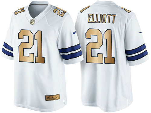 Nike Dallas Cowboys 21 Ezekiel Elliott White 2016 Christmas Gold NFL Game Edition Jersey