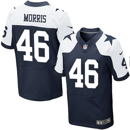 Nike Dallas Cowboys 46 Alfred Morris Navy Blue Thanksgiving NFL Throwback Elite Jersey