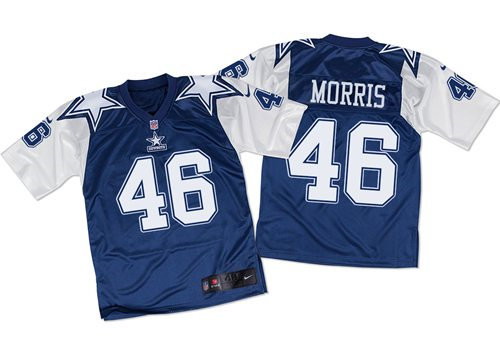 Nike Dallas Cowboys 46 Alfred Morris Navy Blue White NFL Throwback Elite Jersey