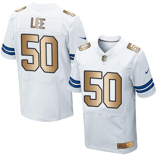 Nike Dallas Cowboys 50 Sean Lee White NFL Elite Gold Jersey