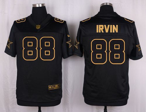 Nike Dallas Cowboys 88 Michael Irvin Black NFL Elite Pro Line Gold Collection Jersey