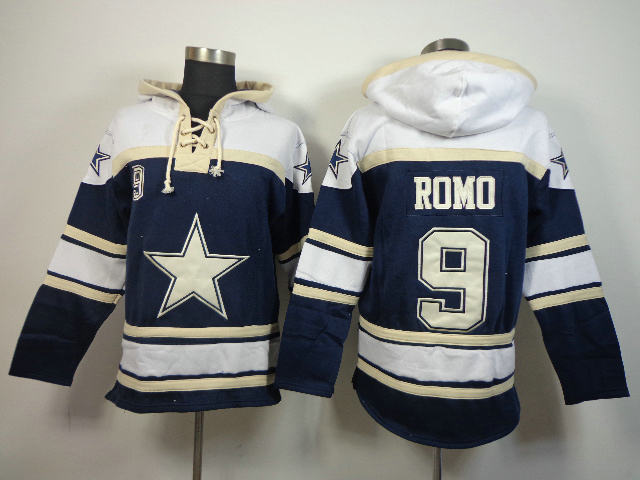 Nike Dallas Cowboys 9 Tony Romo Navy Blue with cream NFL hoodies
