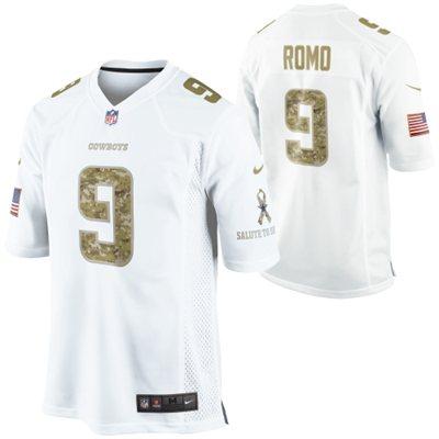 Nike Dallas Cowboys 9 Tony Romo White Salute to Service Game NFL Jersey