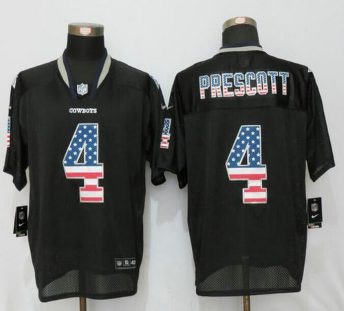 Nike Dallas cowboys 4 Prescott USA Flag Fashion Black Elite Jerseys