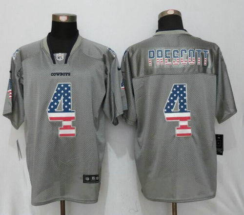 Nike Dallas cowboys 4 Prescott USA Flag Fashion Gray Elite Jerseys