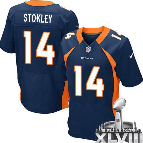 Nike Denver Broncos #14 Brandon Stokley Blue Elite 2014 Super bowl XLVIII(GYM) Jersey