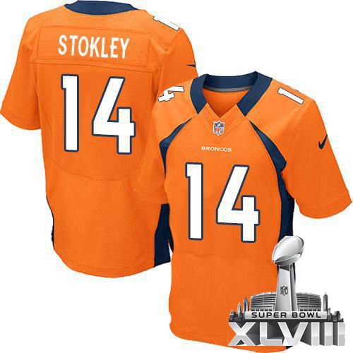 Nike Denver Broncos #14 Brandon Stokley Orange Elite 2014 Super bowl XLVIII(GYM) Jersey