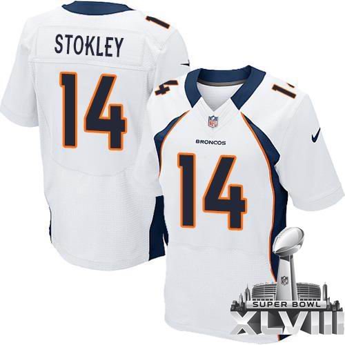 Nike Denver Broncos #14 Brandon Stokley White Elite 2014 Super bowl XLVIII(GYM) Jersey