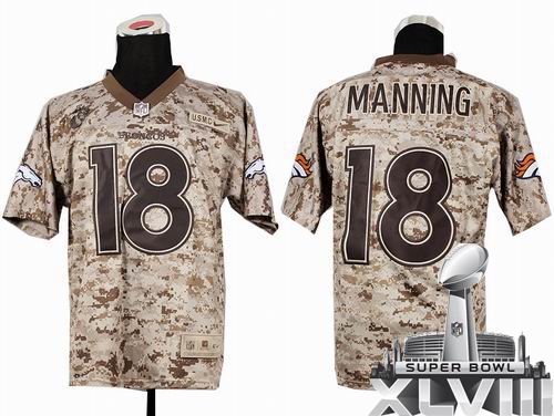 Nike Denver Broncos #18 Peyton Manning   New Camo US.Mccuu 2014 Super bowl XLVIII(GYM) Jersey