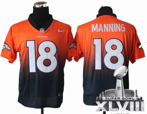 Nike Denver Broncos #18 Peyton Manning  Elite Drift II Fashion 2014 Super bowl XLVIII(GYM) Jersey