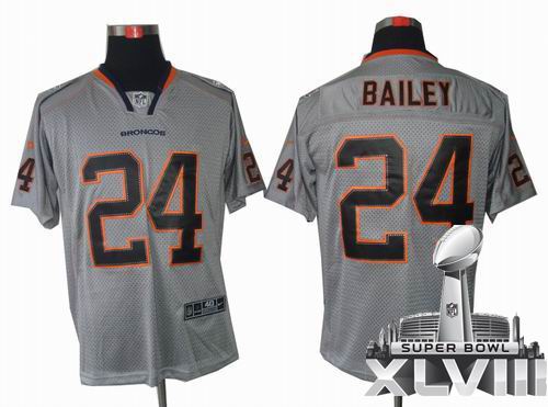 Nike Denver Broncos #24 Champ Bailey Lights Out grey elite 2014 Super bowl XLVIII(GYM) Jersey