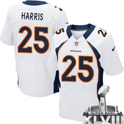 Nike Denver Broncos #25 Chris Harris White Elite 2014 Super bowl XLVIII(GYM) Jersey