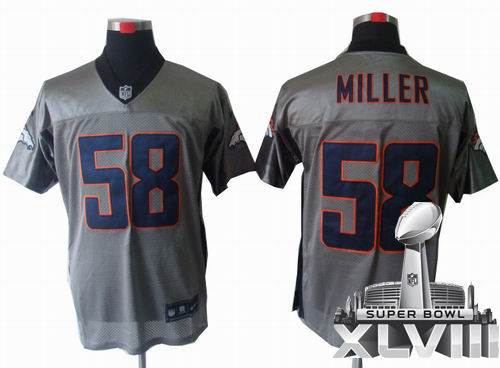 Nike Denver Broncos #58 Von Miller Gray shadow elite 2014 Super bowl XLVIII(GYM) Jersey