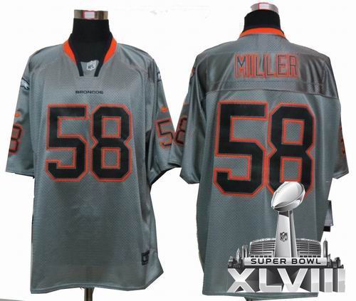 Nike Denver Broncos #58 Von Miller Lights Out grey elite 2014 Super bowl XLVIII(GYM) Jersey
