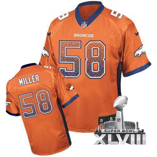 Nike Denver Broncos #58 Von Miller Orange Elite Drift Fashion 2014 Super bowl XLVIII(GYM) Jersey