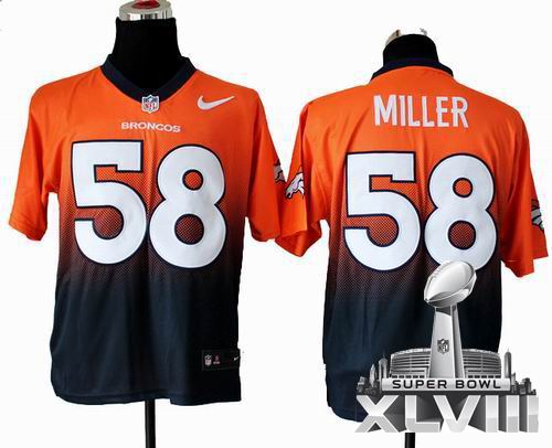 Nike Denver Broncos #58 Von Miller Orange Elite Drift II Fashion 2014 Super bowl XLVIII(GYM) Jersey