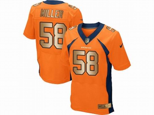 Nike Denver Broncos #58 Von Miller Orange New Elite Gold Jersey