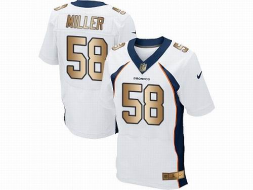 Nike Denver Broncos #58 Von Miller White New Elite Gold Jersey