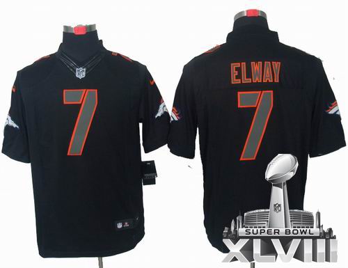 Nike Denver Broncos #7 John Elway Black Impact Limited 2014 Super bowl XLVIII(GYM) Jersey
