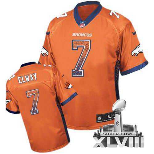 Nike Denver Broncos #7 John Elway Orange Elite Drift Fashion 2014 Super bowl XLVIII(GYM) Jersey