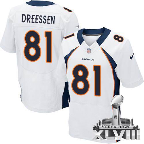Nike Denver Broncos #81 Joel Dreessen White Elite 2014 Super bowl XLVIII(GYM) Jersey