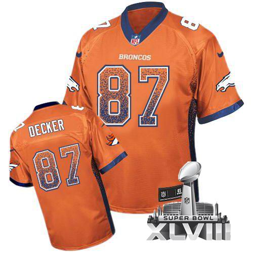 Nike Denver Broncos #87 Eric Decker Orange Team Color Elite Drift Fashion 2014 Super bowl XLVIII(GYM) Jersey
