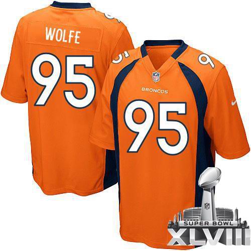 Nike Denver Broncos #95 Derek Wolfe Elite  Orange 2014 Super bowl XLVIII(GYM) Jersey