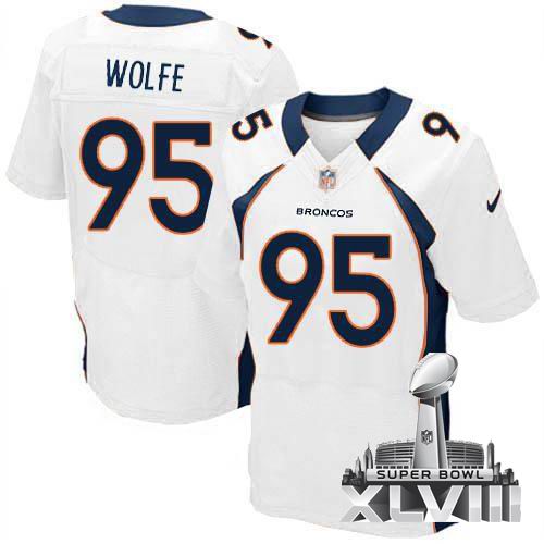 Nike Denver Broncos #95 Derek Wolfe Elite White 2014 Super bowl XLVIII(GYM) Jersey