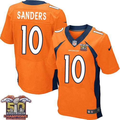 Nike Denver Broncos 10 Emmanuel Sanders Orange NFL Home Super Bowl 50 Champions Elite Jersey
